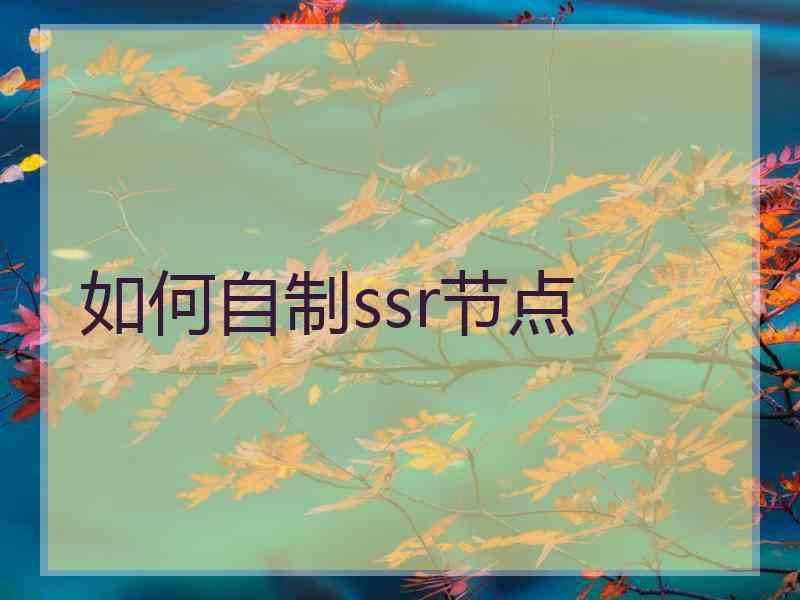 如何自制ssr节点