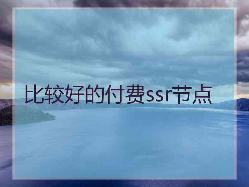 比较好的付费ssr节点