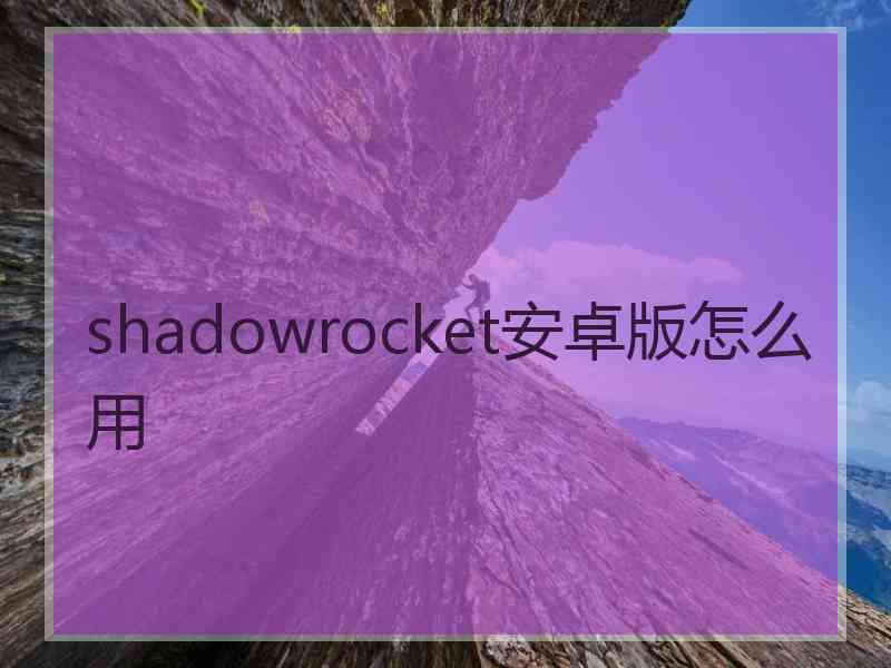 shadowrocket安卓版怎么用