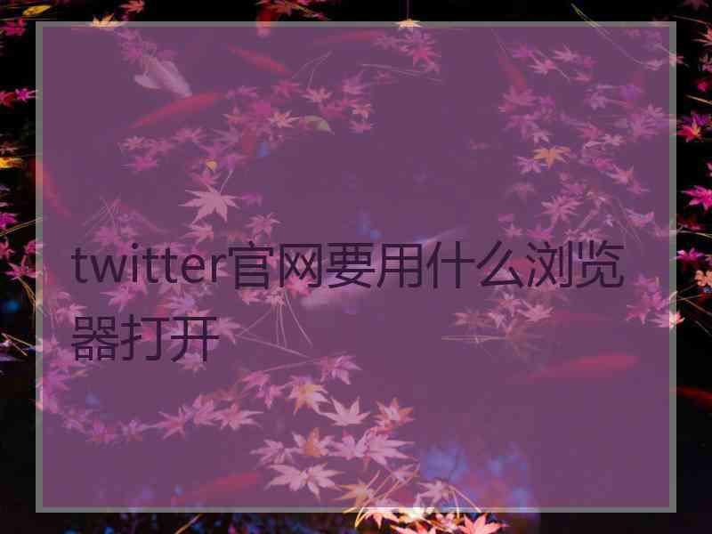 twitter官网要用什么浏览器打开