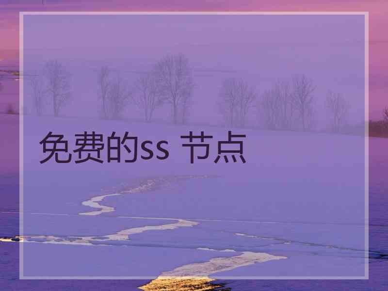 免费的ss 节点