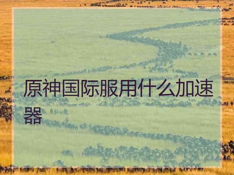 原神国际服用什么加速器