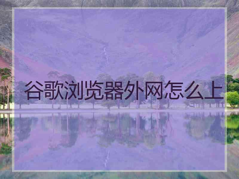 谷歌浏览器外网怎么上
