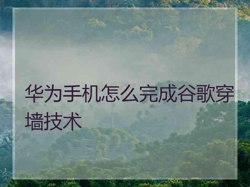 华为手机怎么完成谷歌穿墙技术