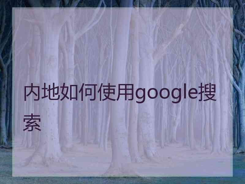 内地如何使用google搜索