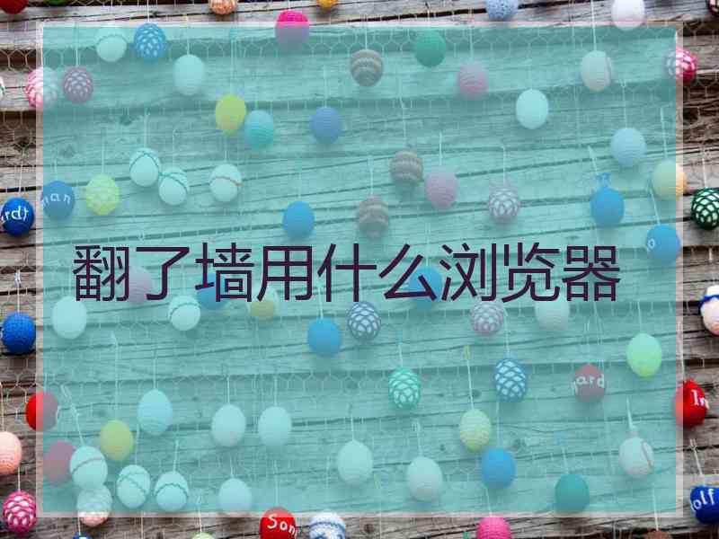 翻了墙用什么浏览器
