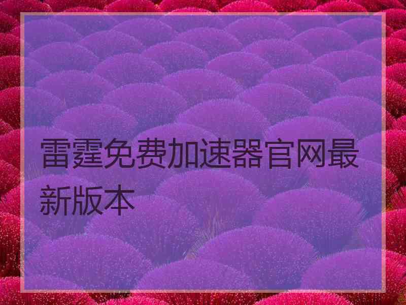 雷霆免费加速器官网最新版本