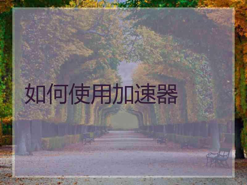 如何使用加速器