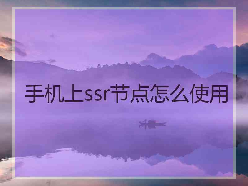 手机上ssr节点怎么使用