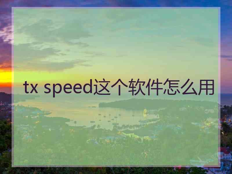 tx speed这个软件怎么用