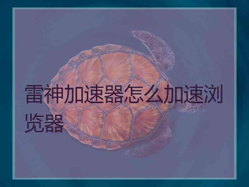 雷神加速器怎么加速浏览器